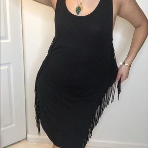 Black dress with fringe